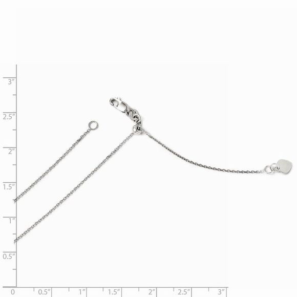1mm 14k White Gold Adjustable Solid D/C Cable Chain Necklace, 22 Inch - Picture 2 of 5